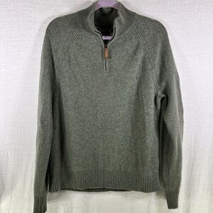 Banana Republic Men's Large 1/4 Zip Wool sweater Made of ITALIAN YARN Green